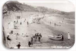 Lyme Beach (1900s). Looking towards the site of the Museum