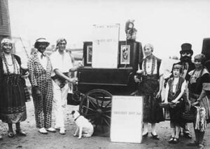 Lyme people dressed up for a carnival, probably 1920s