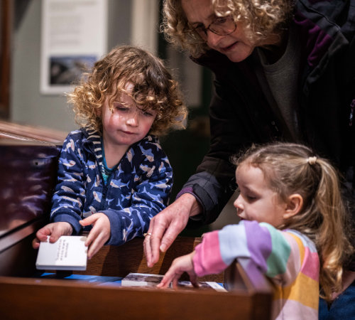 Family exploring the museum