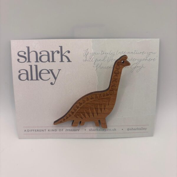 Brachiosaurus wooden brooch